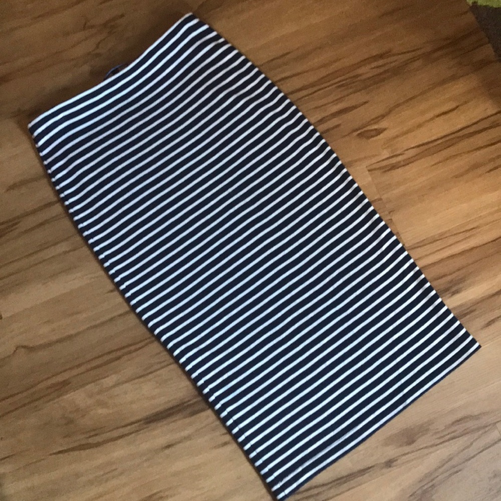 Navy stripe Ponte Skirt- Size S